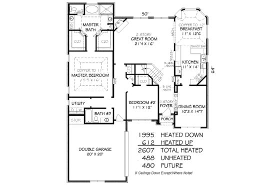 Floor Plan - Main Floor for European House Plan #424-337 - 4 bed, 3 bath