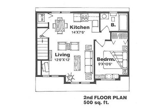 Floor Plan - Upper Floor for Farmhouse House Plan #116-129 - 1 bed, 1 bath