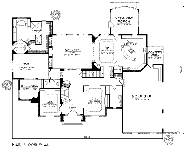 Home Plan - Traditional Floor Plan - Main Floor Plan #70-555