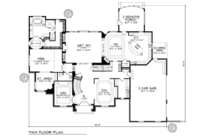 Architectural House Design - Floor Plan - Main Floor for Traditional House Plan #70-555 - 4 bed, 5.5 bath