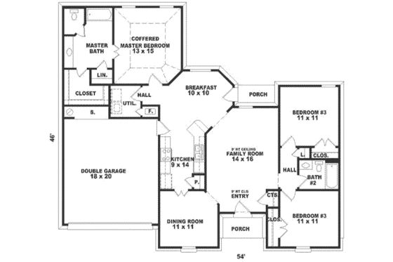 Floor Plan - Main Floor for Traditional House Plan #81-236 - 3 bed, 2 bath
