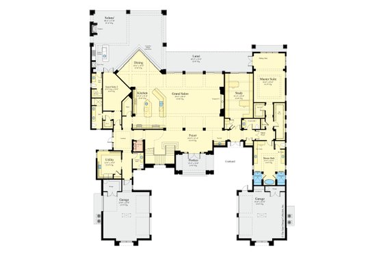 Floor Plan - Main Floor for Contemporary House Plan #930-513 - 5 bed, 5.5 bath
