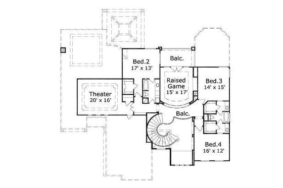 Floor Plan - Upper Floor for European House Plan #411-553 - 4 bed, 3.5 bath