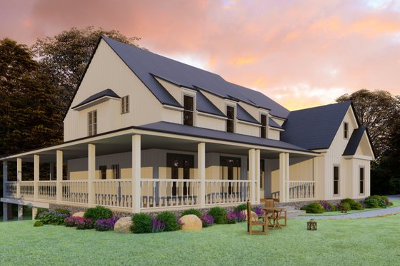 Exterior - Rear Elevation for Farmhouse House Plan #54-379 - 4 bed, 5 bath