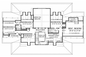 Floor Plan - Upper Floor for Farmhouse House Plan #137-282 - 4 bed, 3.5 bath