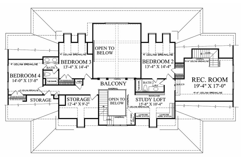 Home Plan - Floor Plan - Upper Floor for Farmhouse House Plan #137-282 - 4 bed, 3.5 bath