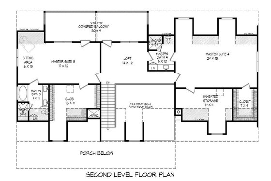 Floor Plan - Upper Floor for Country House Plan #932-207 - 4 bed, 4.5 bath