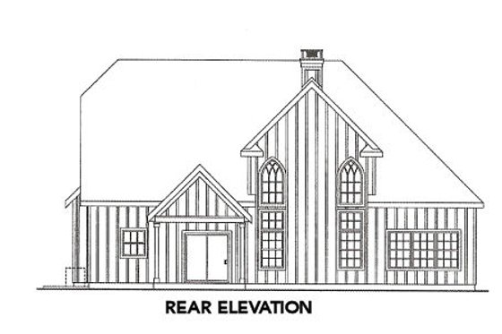 Exterior - Rear Elevation for European House Plan #124-644 - 3 bed, 2.5 bath