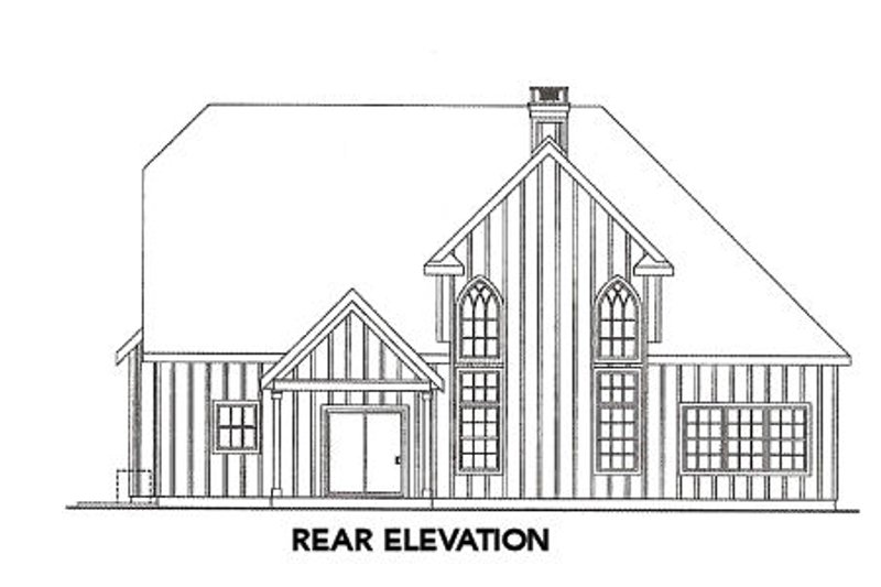 Home Plan - Exterior - Rear Elevation for European House Plan #124-644 - 3 bed, 2.5 bath