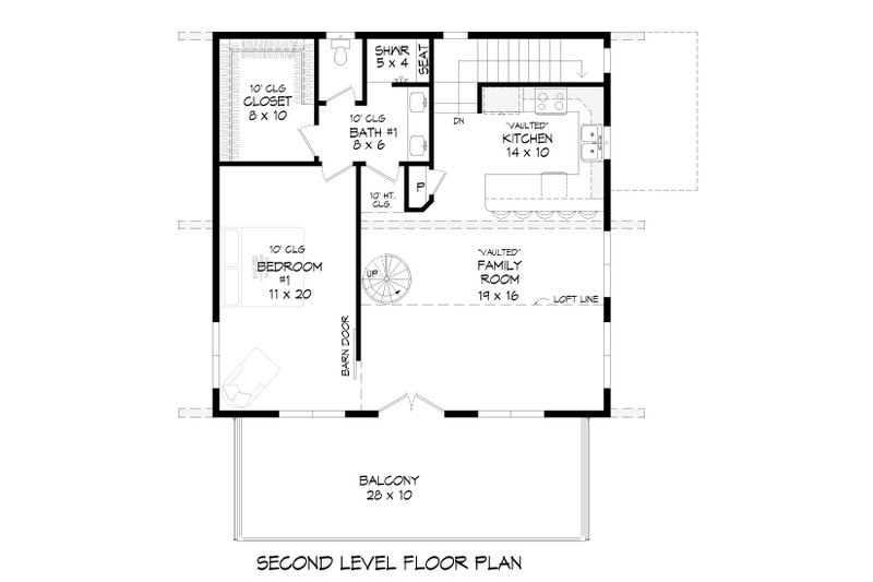 Home Plan - Floor Plan - Upper Floor for Modern House Plan #932-781 - 2 bed, 2 bath