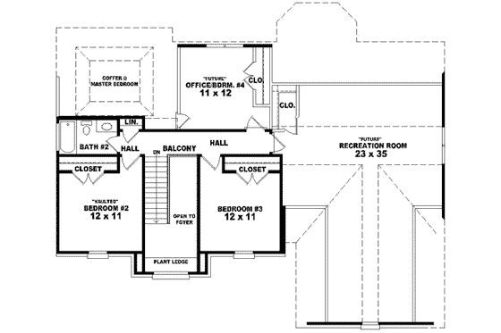 Floor Plan - Upper Floor for European House Plan #81-809 - 3 bed, 2.5 bath