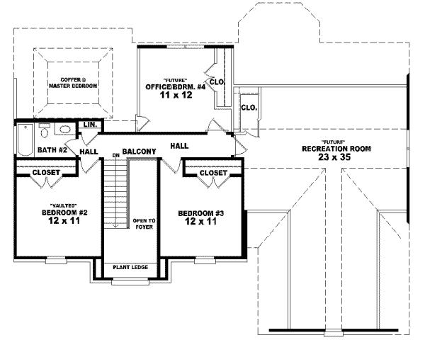 Floor Plan - Upper Floor for European House Plan #81-809 - 3 bed, 2.5 bath