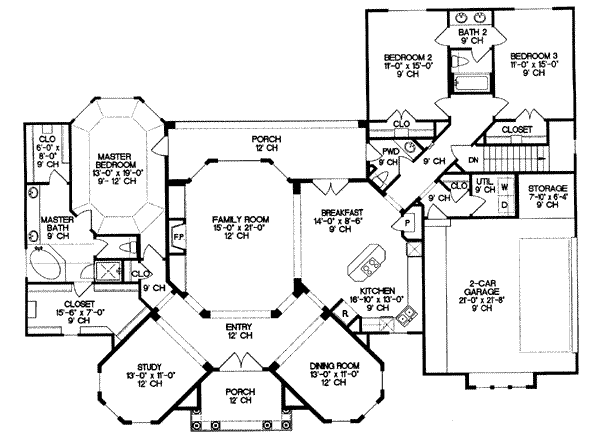 Dream House Plan - European Floor Plan - Main Floor Plan #20-129
