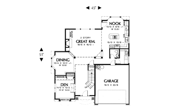 Floor Plan - Main Floor for Traditional House Plan #48-445 - 3 bed, 3.5 bath
