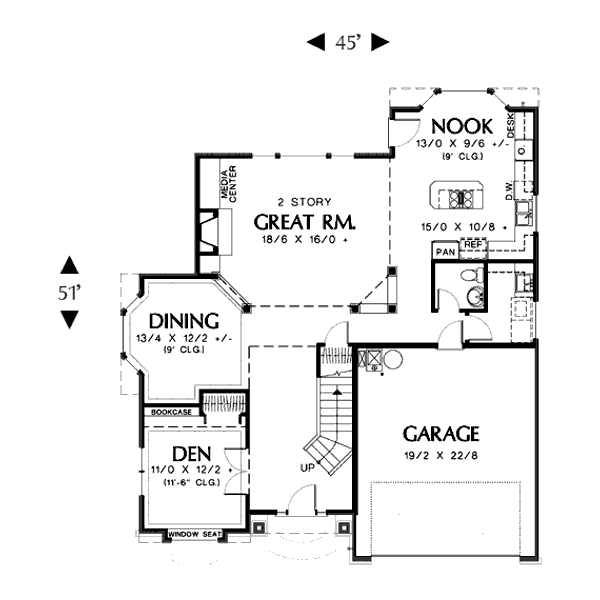 Home Plan - Traditional Floor Plan - Main Floor Plan #48-445
