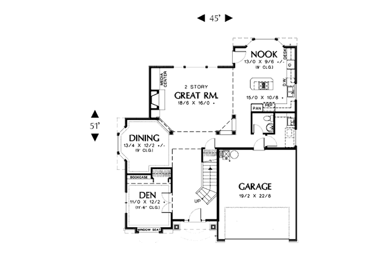 Home Plan - Floor Plan - Main Floor for Traditional House Plan #48-445 - 3 bed, 3.5 bath