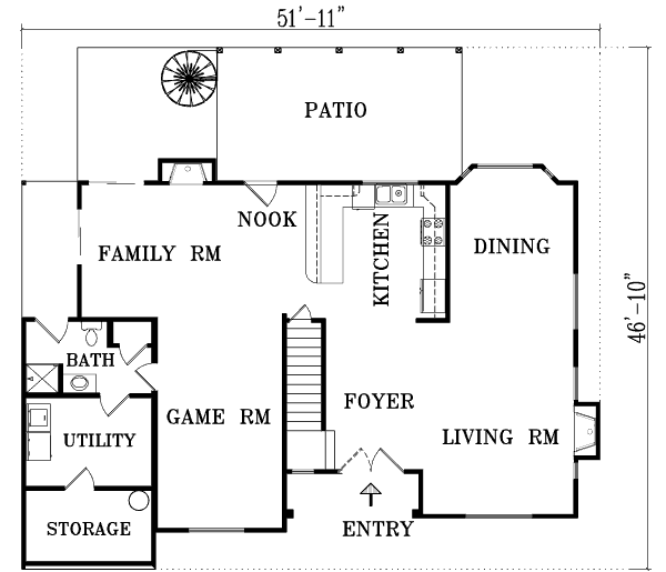 House Blueprint - Traditional Floor Plan - Main Floor Plan #1-1475
