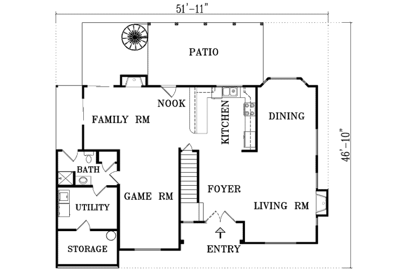 Architectural House Design - Floor Plan - Main Floor for Traditional House Plan #1-1475 - 4 bed, 3 bath