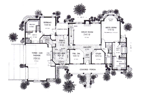 Floor Plan - Main Floor for Country House Plan #310-949 - 4 bed, 3.5 bath