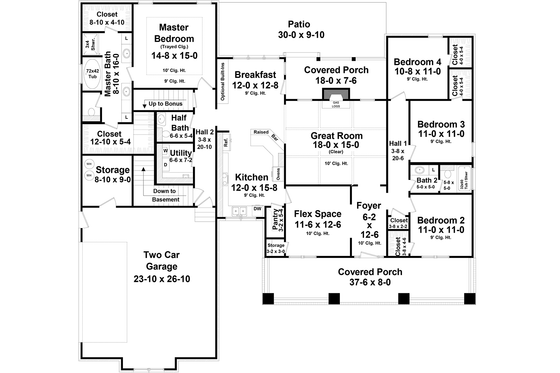 Floor Plan - Main Floor for Craftsman House Plan #21-361 - 4 bed, 2.5 bath