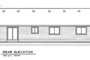 Exterior - Rear Elevation for Traditional House Plan #100-101 - 3 bed, 2 bath