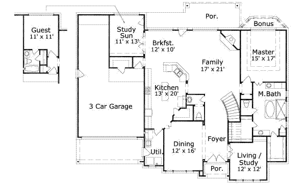 Traditional Floor Plan - Main Floor Plan #411-108