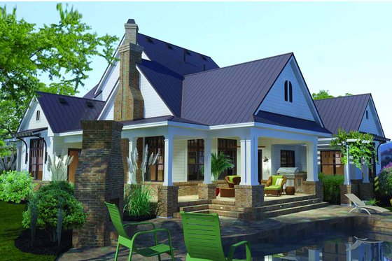 Exterior - Rear Elevation 6 for Farmhouse House Plan #120-195 - 3 bed, 2.5 bath