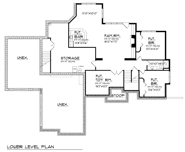 Dream House Plan - Traditional Floor Plan - Lower Floor Plan #70-429