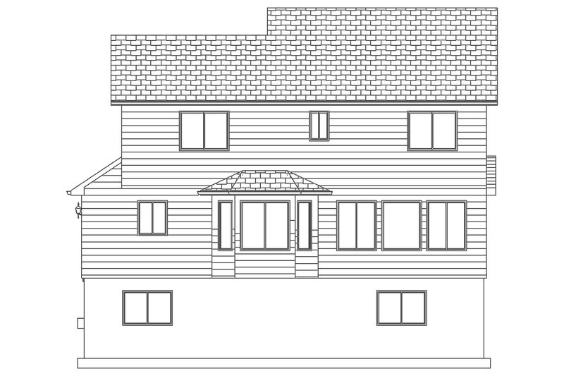 House Blueprint - Exterior - Rear Elevation 2 for Traditional House Plan #1060-4 - 3 bed, 2.5 bath