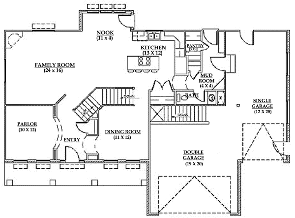 Architectural House Design - Country Floor Plan - Main Floor Plan #5-185