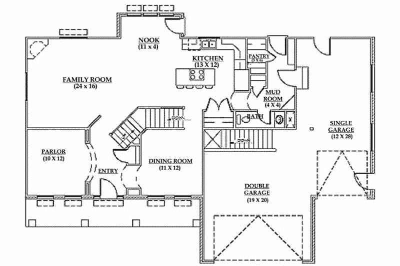 Architectural House Design - Floor Plan - Main Floor for Country House Plan #5-185 - 4 bed, 2.5 bath