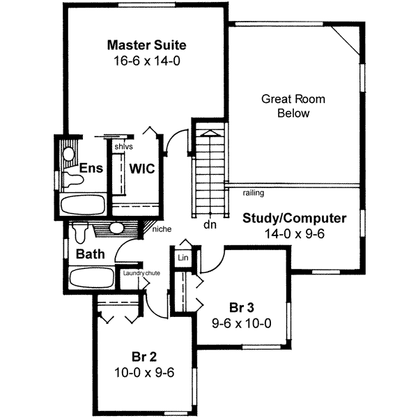Traditional Floor Plan - Upper Floor Plan #126-138