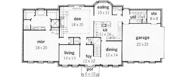 Southern Floor Plan - Main Floor Plan #16-220