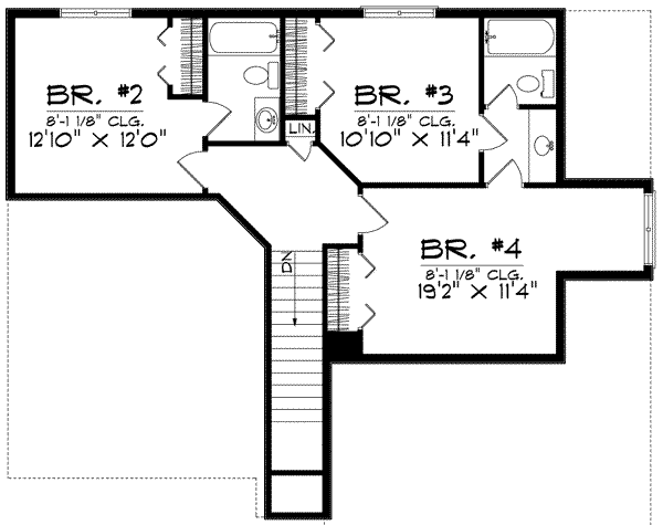 Traditional Floor Plan - Upper Floor Plan #70-604