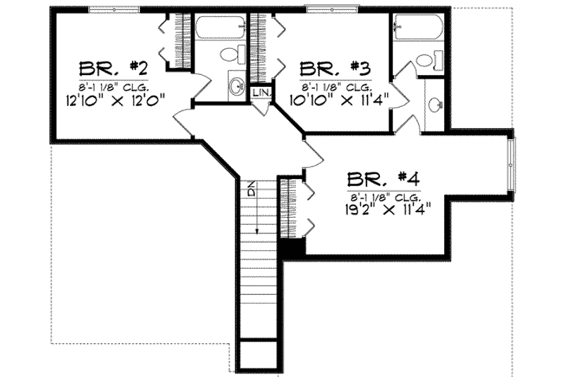 Home Plan - Floor Plan - Upper Floor for Traditional House Plan #70-604 - 4 bed, 3.5 bath