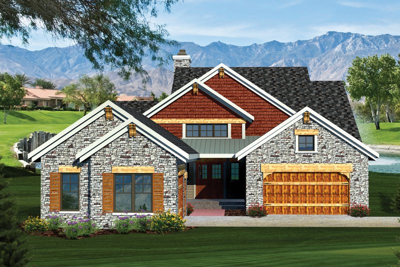 Dream House Plan - Craftsman Exterior - Front Elevation Plan #70-1055