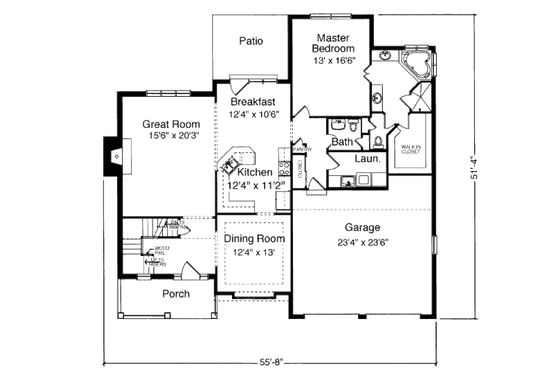Floor Plan - Main Floor for Colonial House Plan #46-424 - 3 bed, 2.5 bath