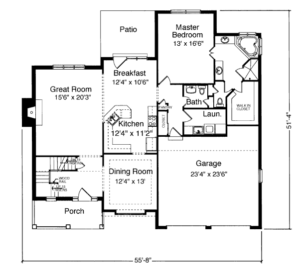 Architectural House Design - Colonial Floor Plan - Main Floor Plan #46-424