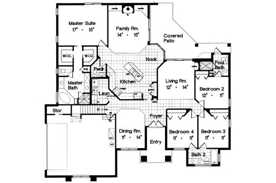 Floor Plan - Main Floor for European House Plan #417-233 - 4 bed, 3.5 bath
