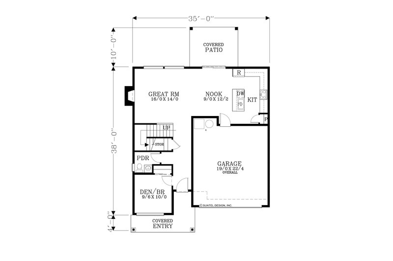 House Blueprint - Floor Plan - Main Floor for Craftsman House Plan #53-768 - 5 bed, 2.5 bath