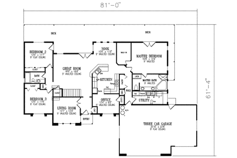 Home Plan - Floor Plan - Main Floor for Mediterranean House Plan #1-486 - 5 bed, 3 bath