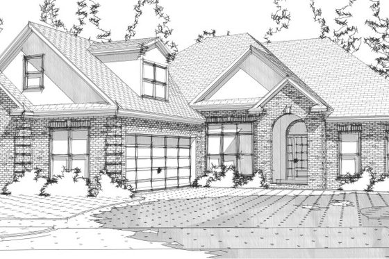 Exterior - Front Elevation for European House Plan #63-300 - 3 bed, 2.5 bath