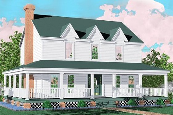 Exterior - Front Elevation for Farmhouse House Plan #81-110 - 3 bed, 2.5 bath