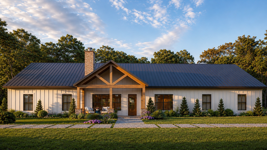 Exterior - Front Elevation 2 for Barndominium House Plan #1117-7 - 4 bed, 3.5 bath