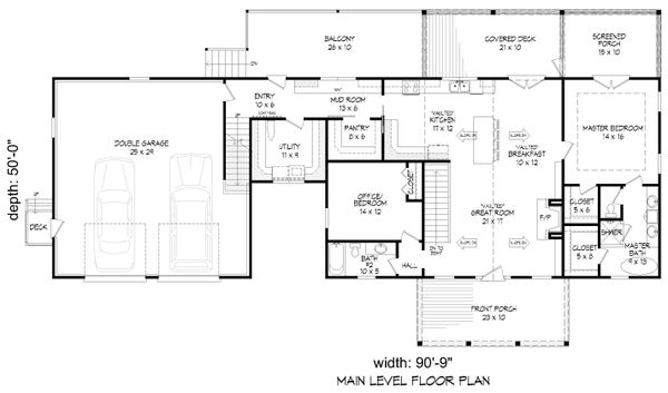 Farmhouse Floor Plan - Main Floor Plan #932-388