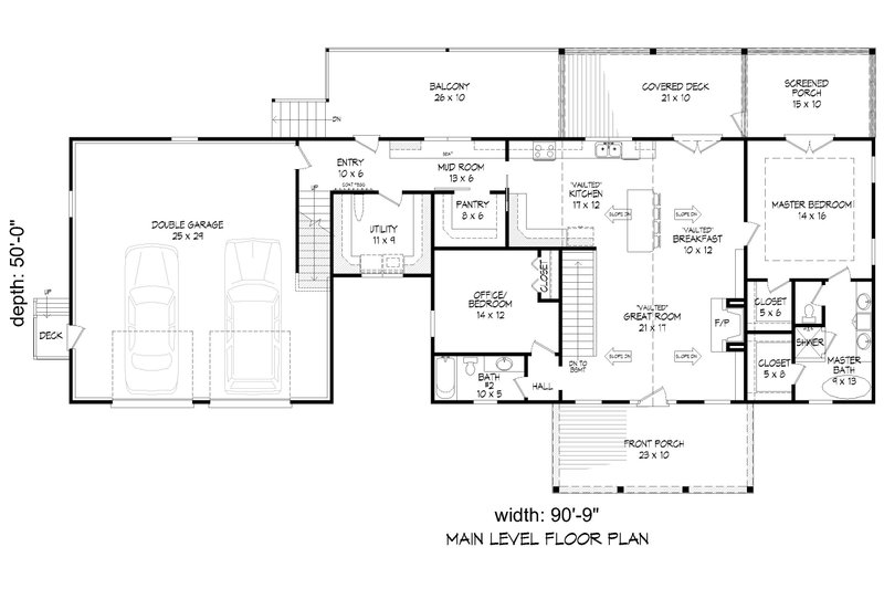 House Blueprint - Floor Plan - Main Floor for Farmhouse House Plan #932-388 - 4 bed, 3 bath