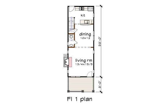 Floor Plan - Main Floor for Craftsman House Plan #79-278 - 2 bed, 2.5 bath