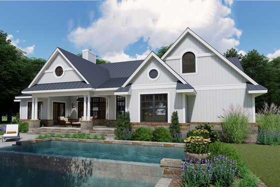 Exterior - Rear Elevation 2 for Farmhouse House Plan #120-257 - 3 bed, 2.5 bath
