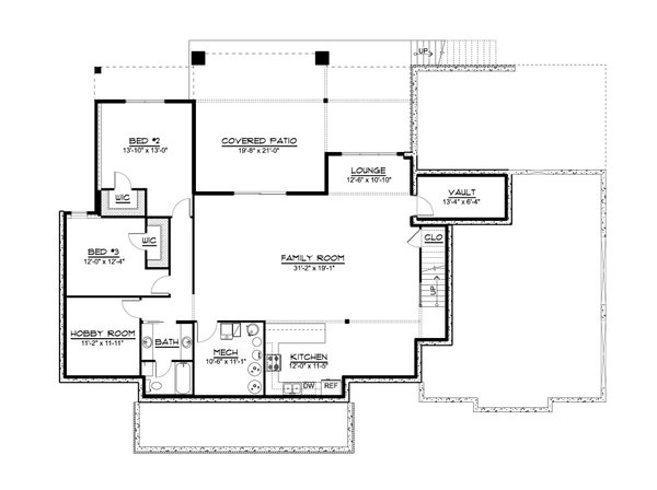 House Design - Farmhouse Floor Plan - Lower Floor Plan #1064-122