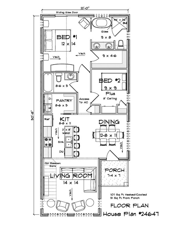 Dream House Plan - Floor Plan - Main Floor for Modern House Plan #513-2440 - 2 bed, 2 bath